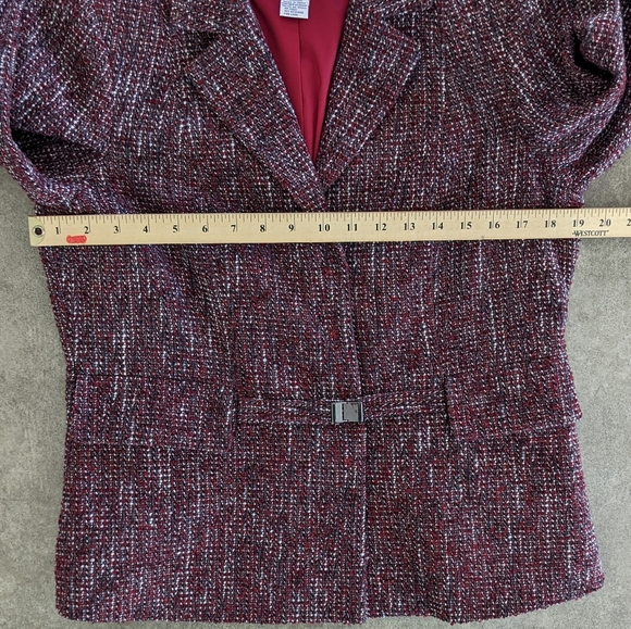 Doncaster tweed career blazer jacket, burgundy, size 10 - Picture 14 of 16
